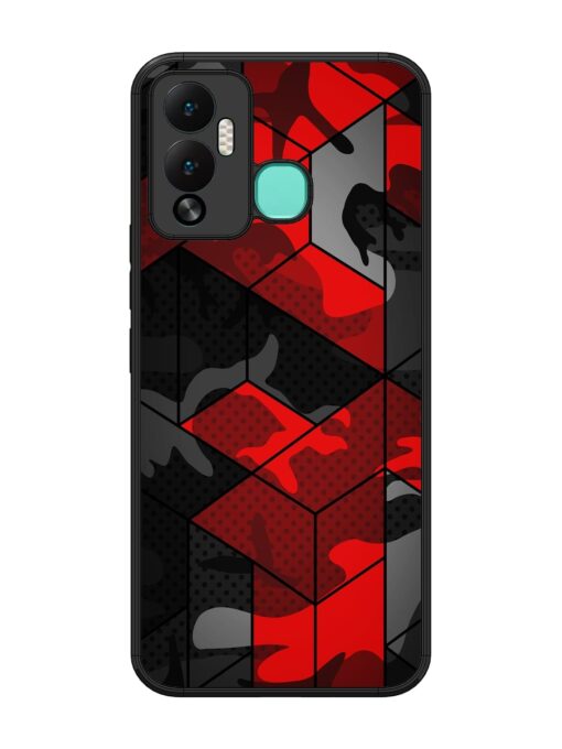 Royal Red Camouflage Pattern Glossy Metal Phone Cover for Infinix Hot 12 Play Zapvi