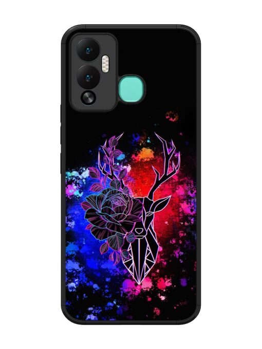 Floral Deer Art Glossy Metal Phone Cover for Infinix Hot 12 Play Zapvi