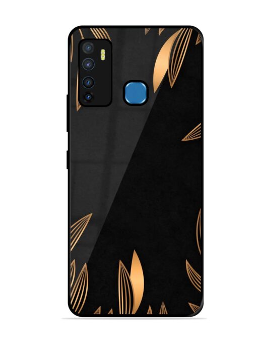 Golden Leaf Pattern Glossy Metal Phone Cover for Infinix Hot 9 Zapvi