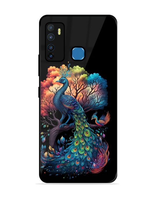 Peacock Tree Art Glossy Metal Phone Cover for Infinix Hot 9 Zapvi