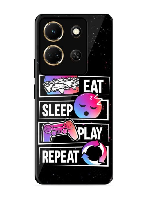 Eat Sleep Play Repeat Glossy Metal Phone Cover for Infinix Note 30 (5G) Zapvi