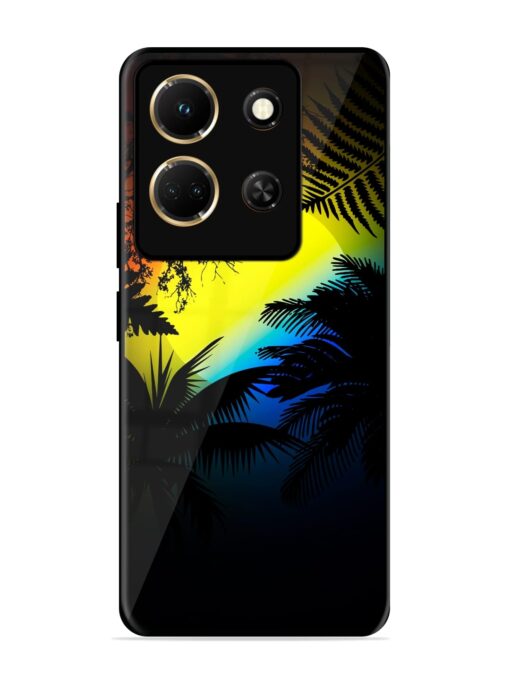 Colorful Sunset With Palm Trees Glossy Metal Phone Cover for Infinix Note 30 (5G) Zapvi