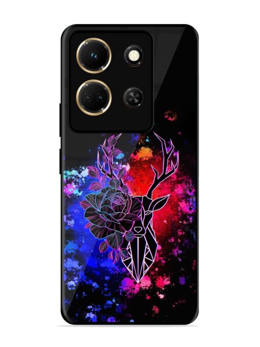 Floral Deer Art Glossy Metal Phone Cover for Infinix Note 30 (5G) Zapvi