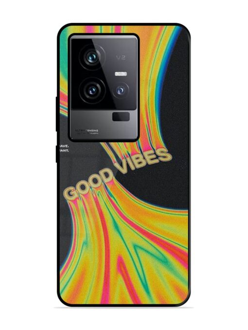 Good Vibes Glossy Metal Phone Cover for Iqoo 11 (5G) Zapvi