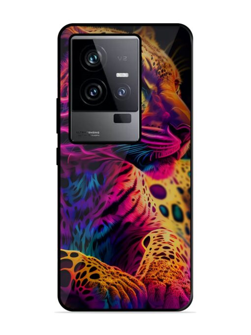 Leopard Art Glossy Metal Phone Cover for Iqoo 11 (5G) Zapvi