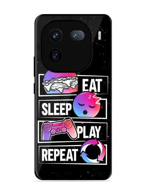 Eat Sleep Play Repeat Glossy Metal Phone Cover for Iqoo 12 (5G) Zapvi