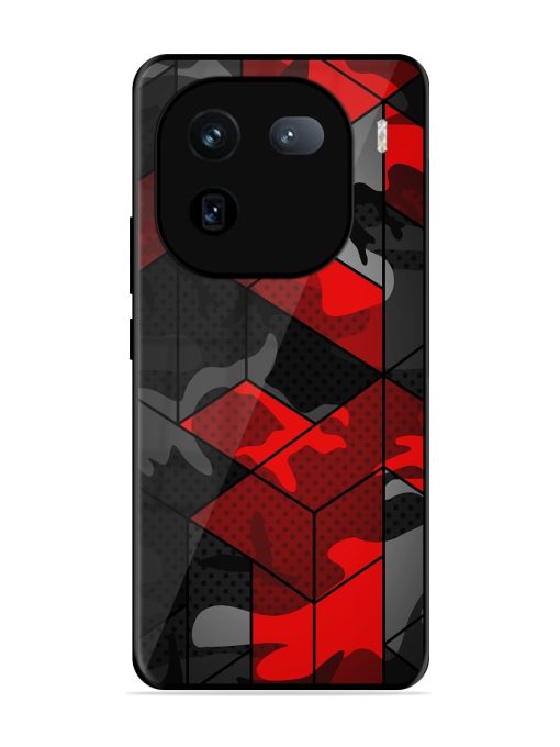 Royal Red Camouflage Pattern Glossy Metal Phone Cover for Iqoo 12 (5G) Zapvi