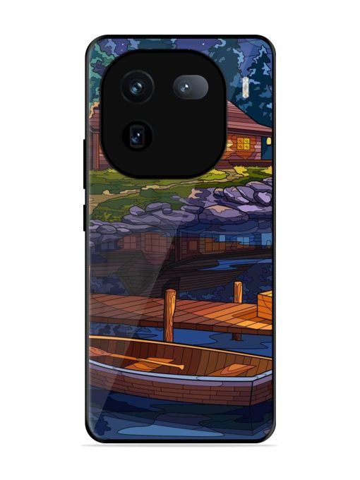 Village Night Scene Glossy Metal Phone Cover for Iqoo 12 (5G) Zapvi