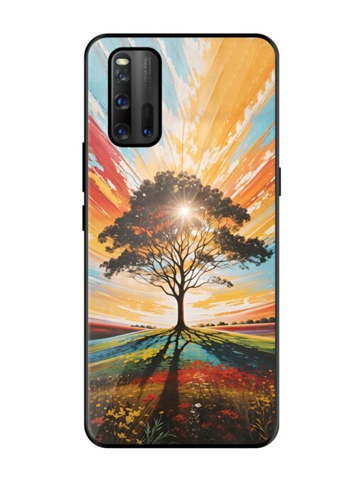 Abstract Tree Colorful Art Glossy Metal Phone Cover for Iqoo 3 Zapvi