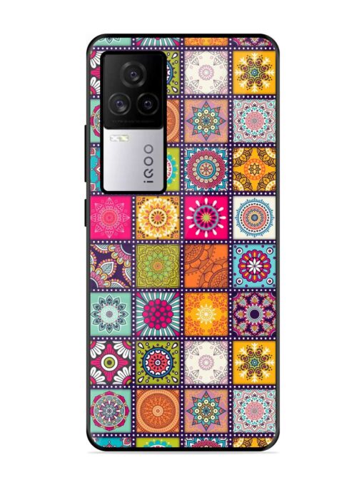 Seamless Pattern Vintage Glossy Metal Phone Cover for Iqoo 7 Legend (5G) Zapvi