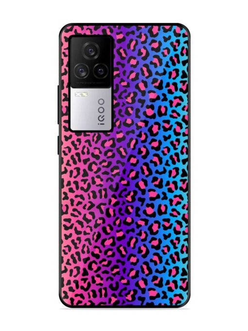 Colorful Leopard Seamless Glossy Metal Phone Cover for Iqoo 7 Legend (5G) Zapvi