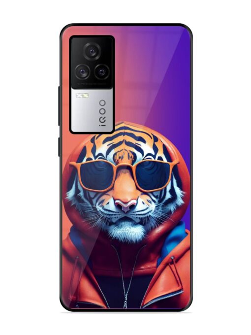 Tiger Animation Glossy Metal Phone Cover for Iqoo 7 Legend (5G) Zapvi