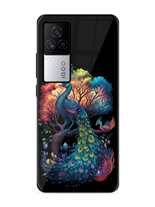 Peacock Tree Art Glossy Metal Phone Cover for Iqoo 7 Legend (5G) Zapvi