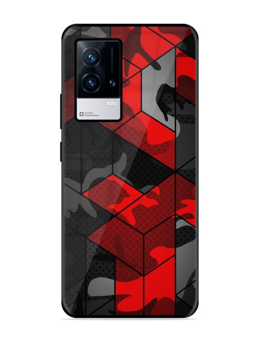 Royal Red Camouflage Pattern Glossy Metal Phone Cover for Iqoo 9 (5G) Zapvi