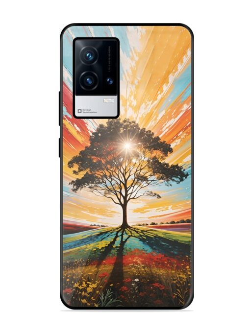 Abstract Tree Colorful Art Glossy Metal Phone Cover for Iqoo 9 (5G) Zapvi