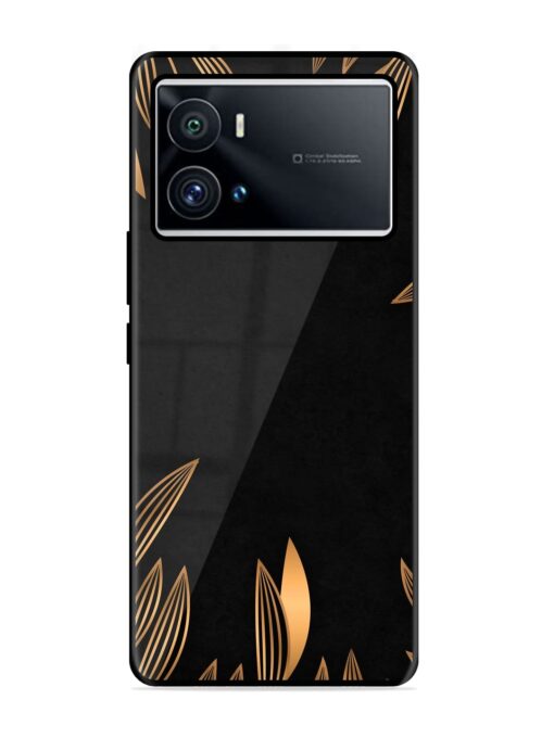 Golden Leaf Pattern Glossy Metal Phone Cover for Iqoo 9 Pro Zapvi