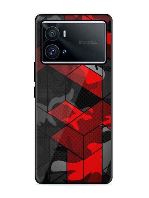 Royal Red Camouflage Pattern Glossy Metal Phone Cover for Iqoo 9 Pro Zapvi