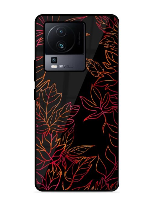 Red Floral Pattern Glossy Metal Phone Cover for Iqoo Neo 7 (5G) Zapvi