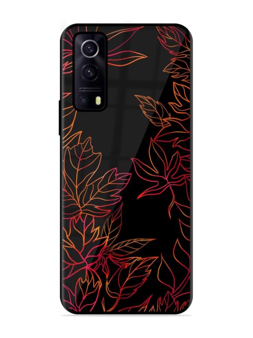 Red Floral Pattern Glossy Metal Phone Cover for Iqoo Z3 (5G) Zapvi