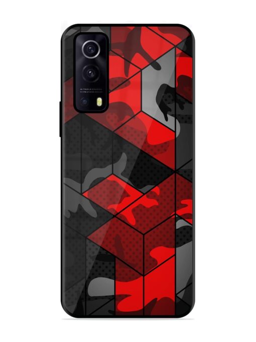 Royal Red Camouflage Pattern Glossy Metal Phone Cover for Iqoo Z3 (5G) Zapvi