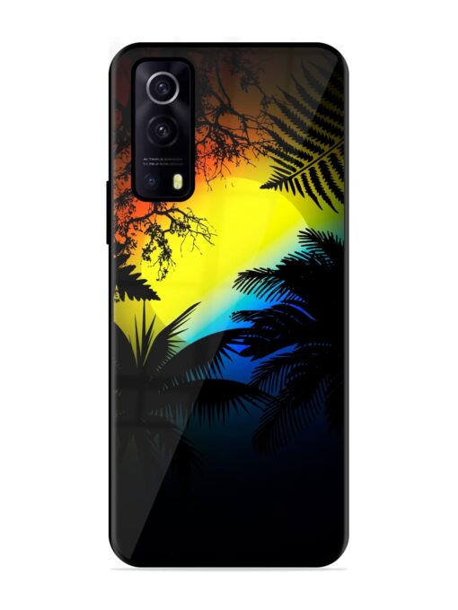 Colorful Sunset With Palm Trees Glossy Metal Phone Cover for Iqoo Z3 (5G) Zapvi