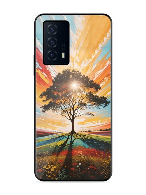 Abstract Tree Colorful Art Glossy Metal Phone Cover for Iqoo Z5 (5G) Zapvi