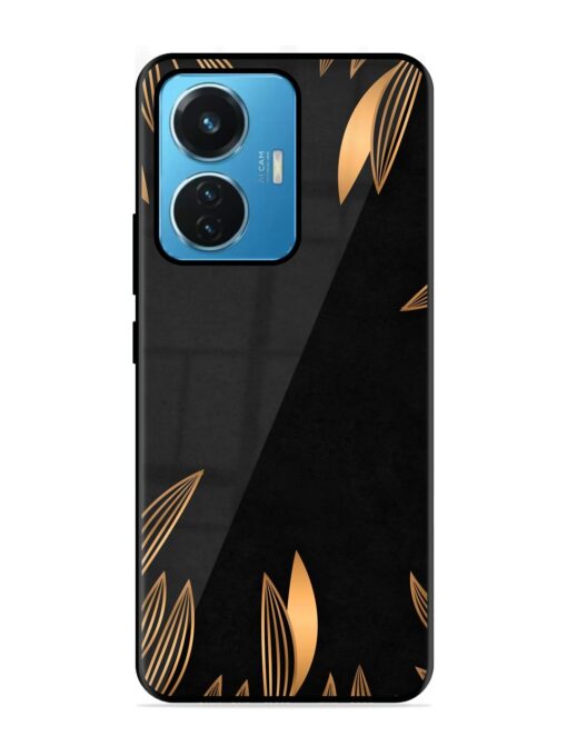 Golden Leaf Pattern Glossy Metal Phone Cover for Iqoo Z6 (44W) Zapvi