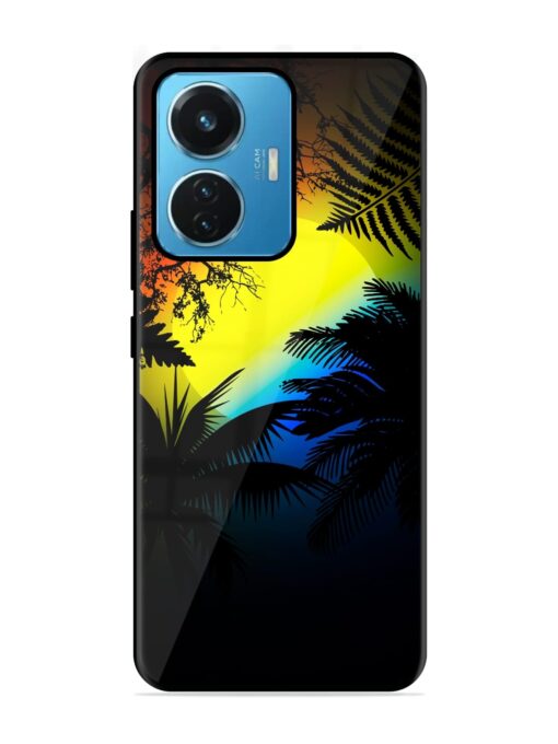 Colorful Sunset With Palm Trees Glossy Metal Phone Cover for Iqoo Z6 (44W) Zapvi