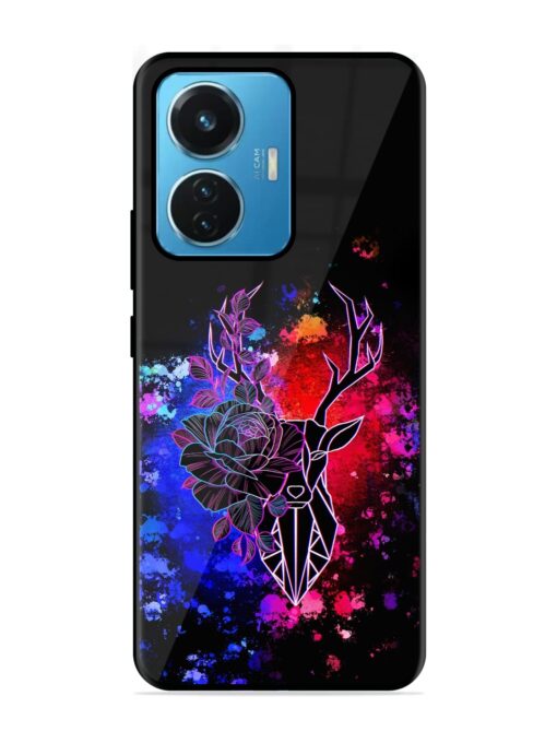 Floral Deer Art Glossy Metal Phone Cover for Iqoo Z6 (44W) Zapvi