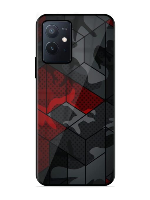 Red And Grey Pattern Glossy Metal Phone Cover for Iqoo Z6 (5G) Zapvi