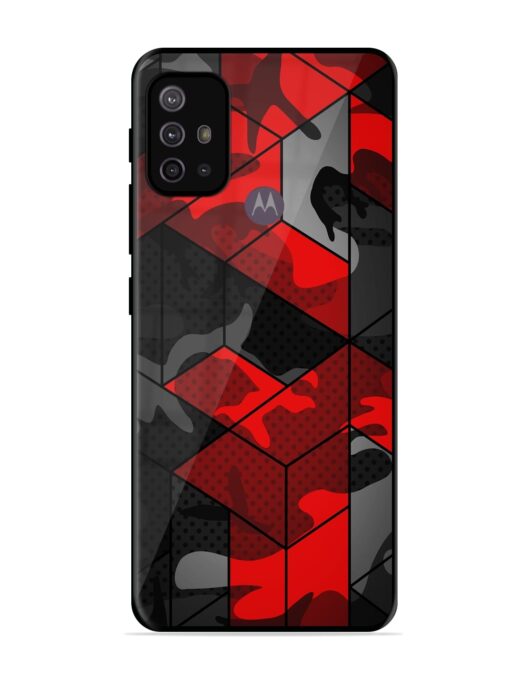 Royal Red Camouflage Pattern Glossy Metal Phone Cover for Motorola Moto G30 Zapvi