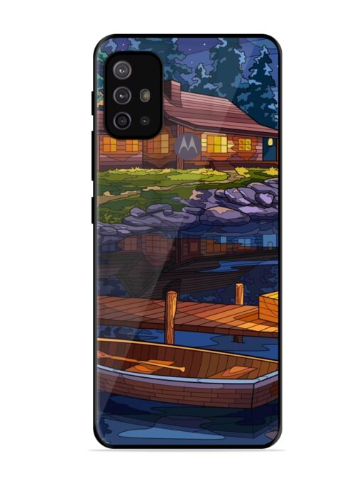 Village Night Scene Glossy Metal Phone Cover for Motorola Moto G30 Zapvi