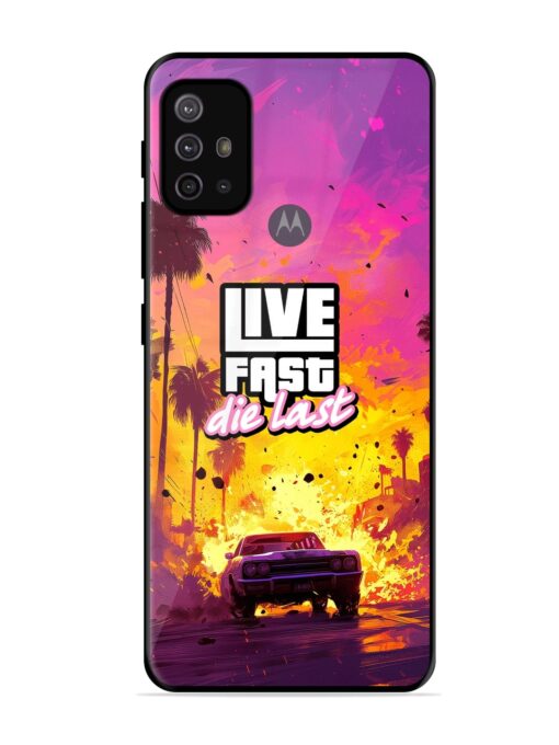 Live Fast Glossy Metal Phone Cover for Motorola Moto G30 Zapvi