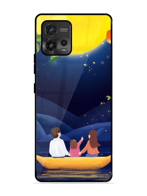 Happy Family And Beautiful View Glossy Metal Phone Cover for Motorola Moto G72 Zapvi