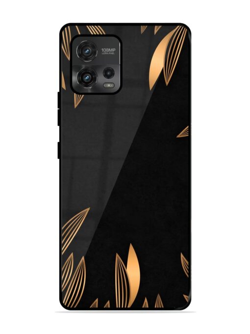 Golden Leaf Pattern Glossy Metal Phone Cover for Motorola Moto G72 Zapvi