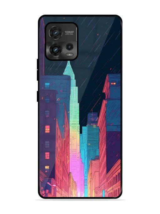 Minimal City Art Glossy Metal Phone Cover for Motorola Moto G72 Zapvi