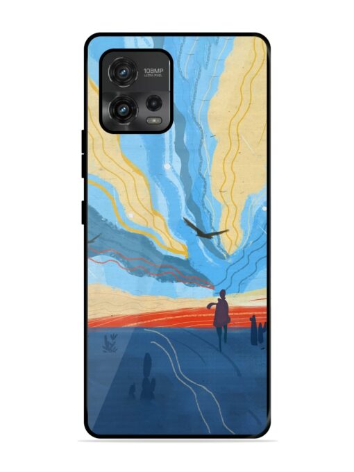 Minimal Abstract Landscape Glossy Metal Phone Cover for Motorola Moto G72 Zapvi