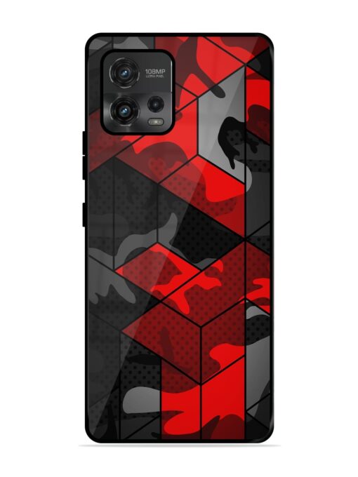 Royal Red Camouflage Pattern Glossy Metal Phone Cover for Motorola Moto G72 Zapvi