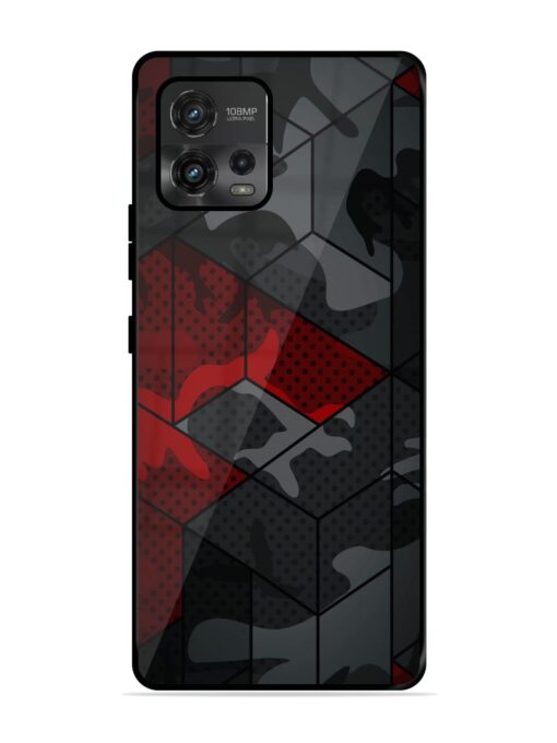 Red And Grey Pattern Glossy Metal Phone Cover for Motorola Moto G72 Zapvi