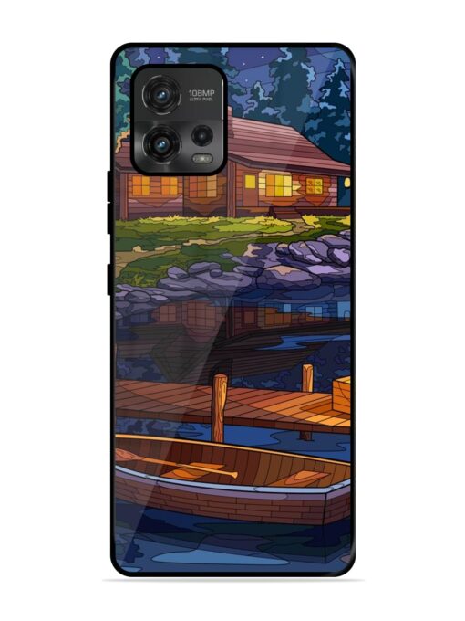 Village Night Scene Glossy Metal Phone Cover for Motorola Moto G72 Zapvi