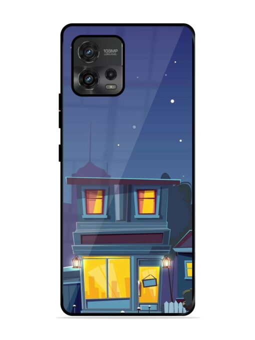 Vector Night House Glossy Metal Phone Cover for Motorola Moto G72 Zapvi