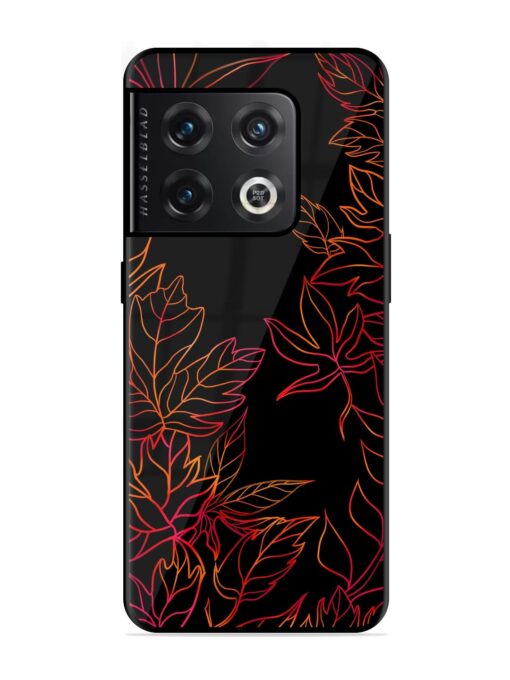 Red Floral Pattern Glossy Metal Phone Cover for Oneplus 10 Pro (5G) Zapvi