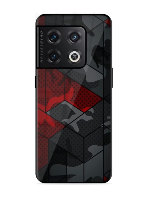 Red And Grey Pattern Glossy Metal Phone Cover for Oneplus 10 Pro (5G) Zapvi