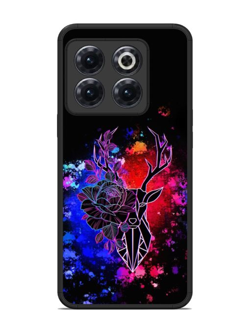 Floral Deer Art Glossy Metal Phone Cover for Oneplus 10T (5G) Zapvi