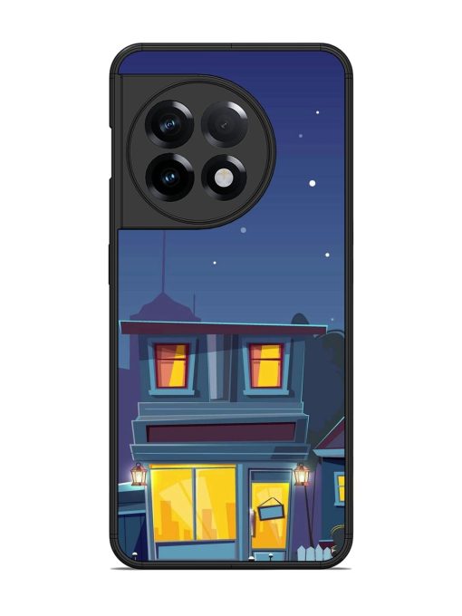 Vector Night House Glossy Metal Phone Cover for Oneplus 11R (5G) Zapvi