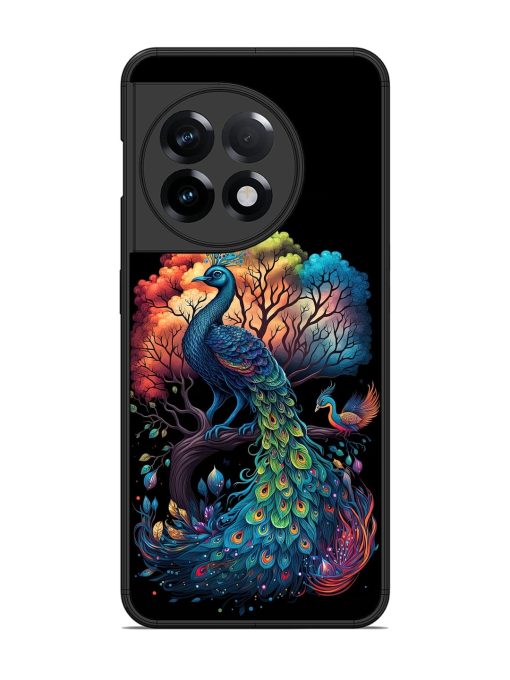 Peacock Tree Art Glossy Metal Phone Cover for Oneplus 11R (5G) Zapvi