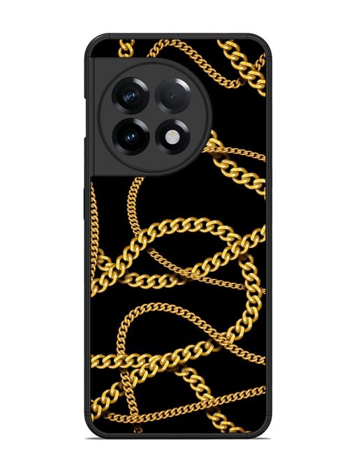 Decorative Golde Chain Glossy Metal Phone Cover for Oneplus 11R (5G) Zapvi