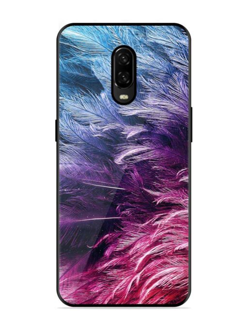 Light Grey Feather Background Glossy Metal Phone Cover for Oneplus 6T Zapvi