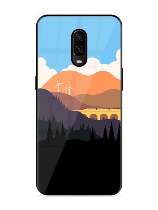 Minimal Mountain Vector Glossy Metal Phone Cover for Oneplus 6T Zapvi