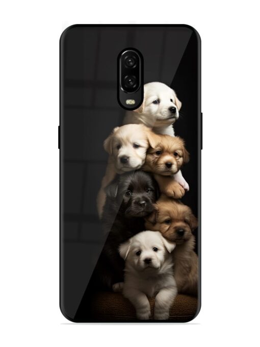 Cute Baby Dogs Glossy Metal Phone Cover for Oneplus 6T Zapvi